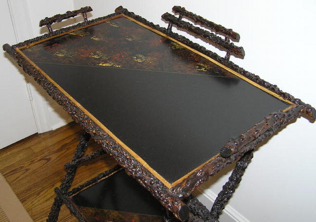 Antique Japanned Asian Lacquered Twig Table