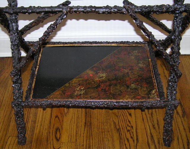 Antique Japanned Asian Lacquered Twig Table