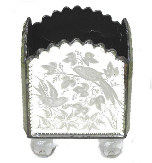 Antique Venetian Etched Mirrored Planter
