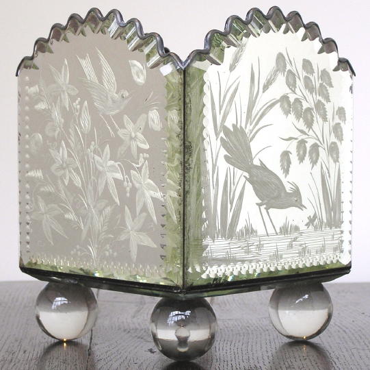 Antique Venetian Etched Mirrored Planter