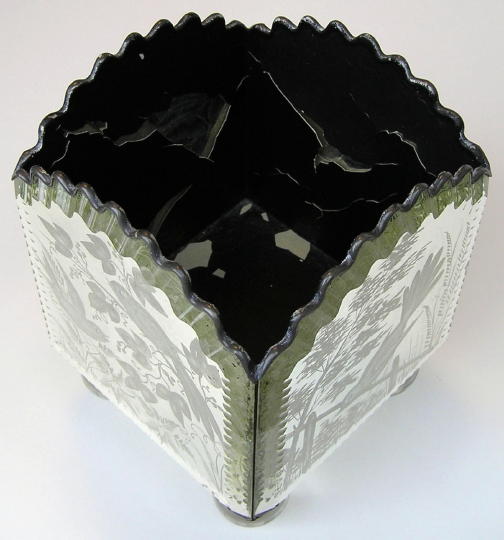Antique Venetian Etched Mirrored Planter