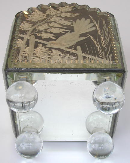 Antique Venetian Etched Mirrored Planter