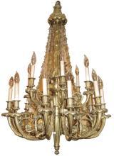 Antique Louis XVI Style 16-Light Bronze Chandelier After Pierre Gouthiere