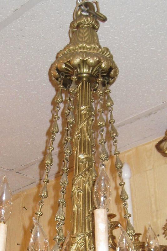 Antique Louis XVI Style 16-Light Bronze Chandelier After Pierre Gouthiere