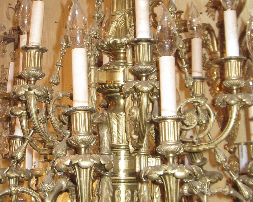 Antique Louis XVI Style 16-Light Bronze Chandelier After Pierre Gouthiere