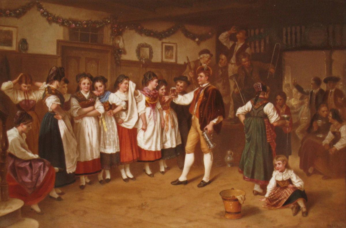 KPM Porcelain Plaque Alsatian German Wedding by Tadra After Vautier