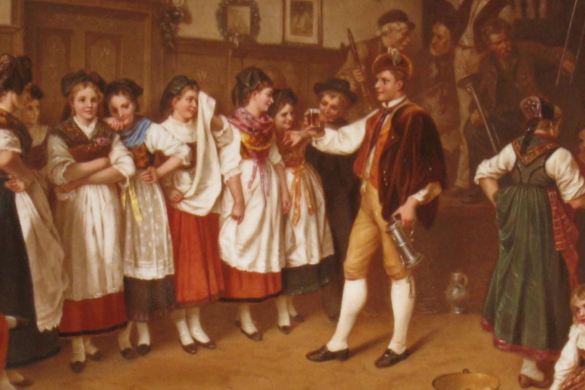 KPM Porcelain Plaque Alsatian German Wedding by Tadra After Vautier