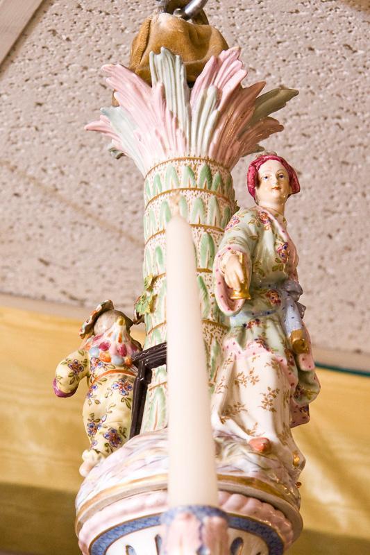 Antique Rococo Revival Figural Berlin Porcelain Chandelier