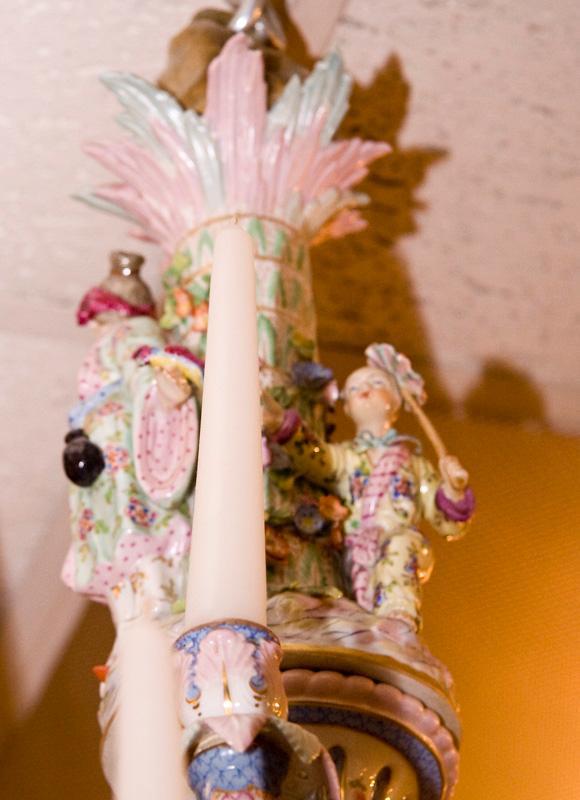 Antique Rococo Revival Figural Berlin Porcelain Chandelier