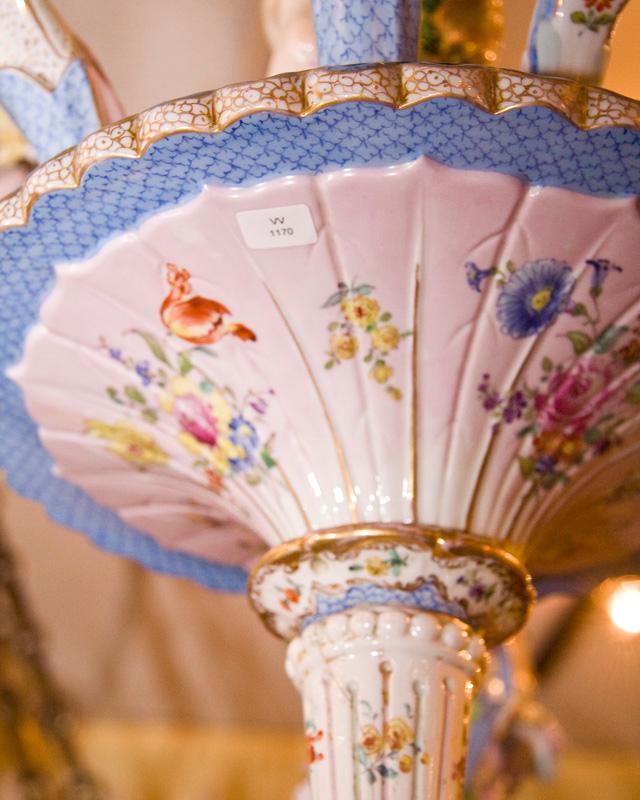 Antique Rococo Revival Figural Berlin Porcelain Chandelier