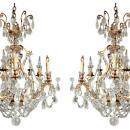 Pair of French Louis XVI Style Gilt Metal Crystal & Rock Crystal Chandeliers