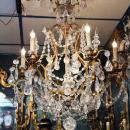 Pair of French Louis XVI Style Gilt Metal Crystal & Rock Crystal Chandeliers