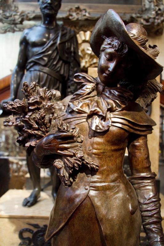 Bronze of Lady and Hound Dog by Adrien-Etienne Guadez 1845-1902