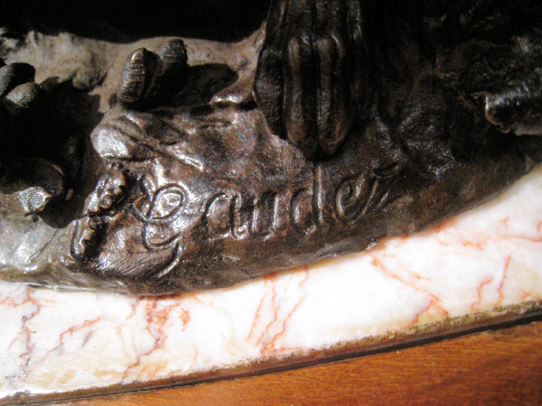 Bronze of Lady and Hound Dog by Adrien-Etienne Guadez 1845-1902