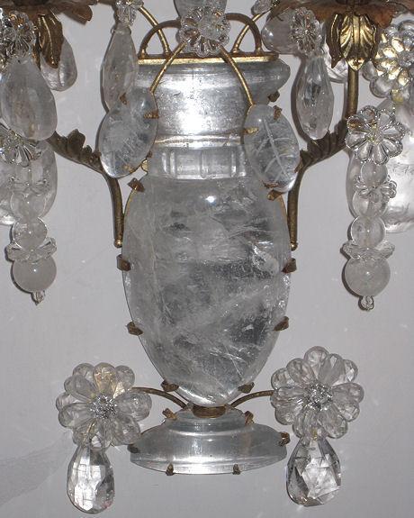 Pair of Neoclassical Rock Crystal and Gilt Metal Sconces