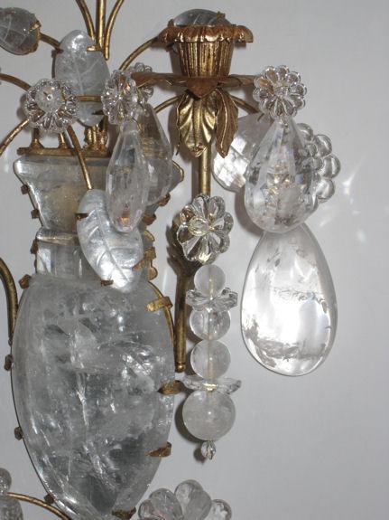 Pair of Neoclassical Rock Crystal and Gilt Metal Sconces