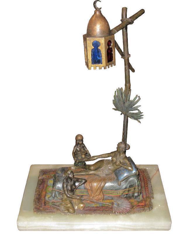 Austrian Ottoman Princess Orientalist Bronze Lamp