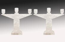 Pair Modern Rock Crystal Candelabra