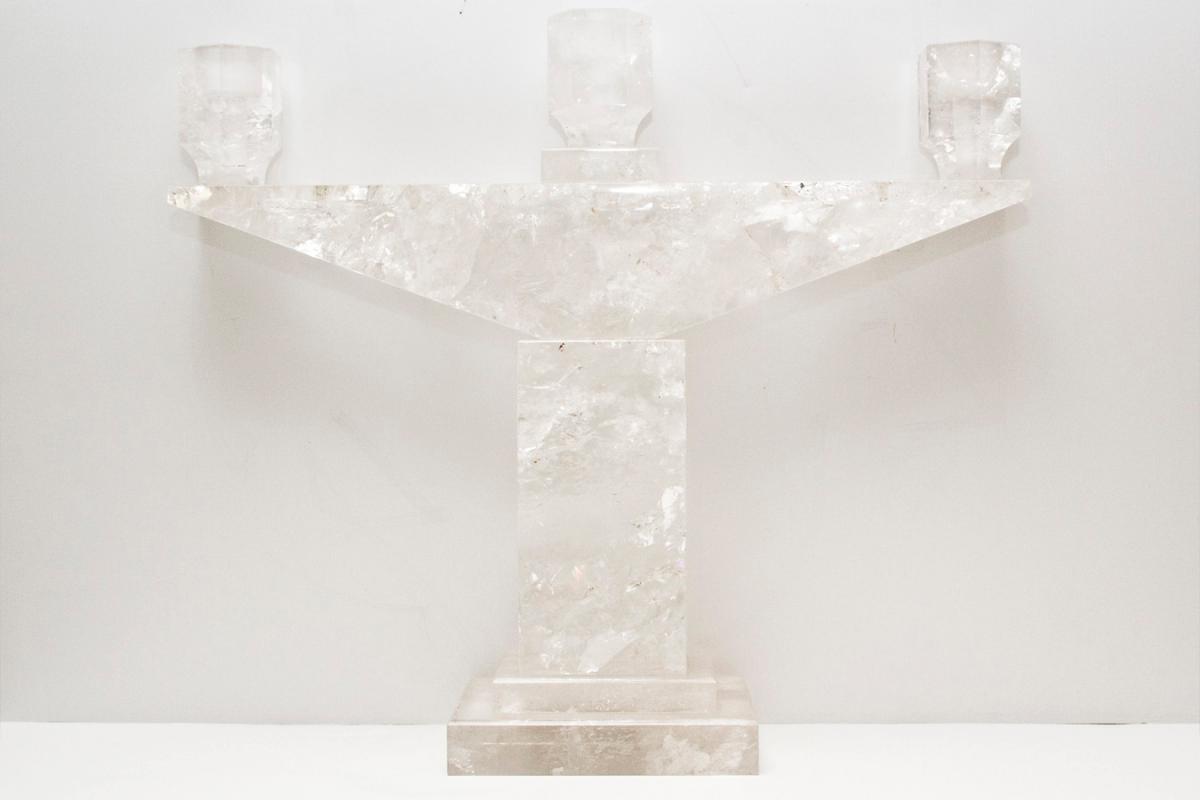 Pair Modern Rock Crystal Candelabra