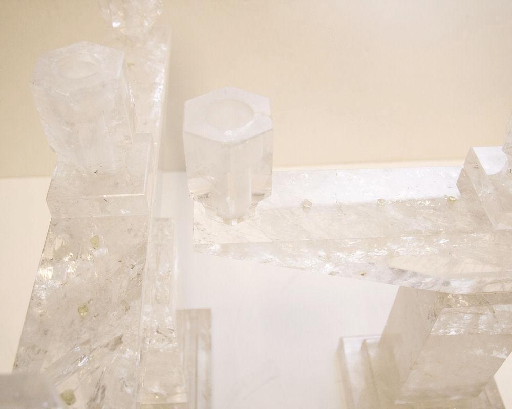 Pair Modern Rock Crystal Candelabra