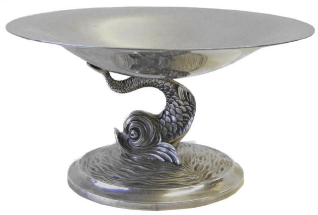 Antique TUTTLE Sterling Silver Fish Centerpiece