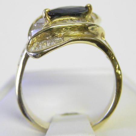 Marquise Sapphires Diamonds 14K Gold Ring