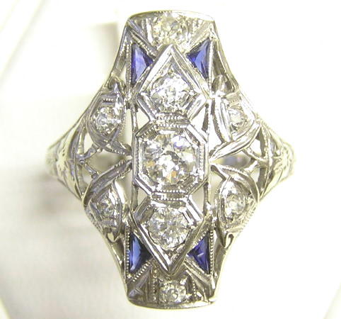 Diamond & Sapphire 18K White Gold Ring