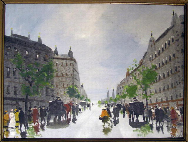 BERKES Paris Streetscape Oil Painting
