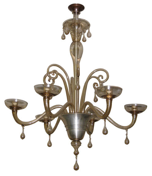 Venini Art Deco Glass Chandelier by Napoleone Martinuzzi
