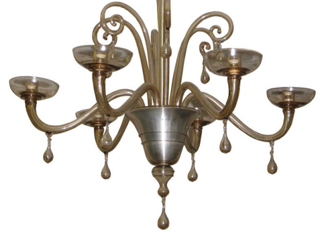 Venini Art Deco Glass Chandelier by Napoleone Martinuzzi