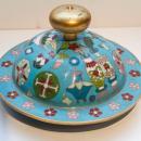 Antique Chinese Kuang Hsu Turquoise Cloisonne Vase with Precious Objects Motif
