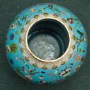 Antique Chinese Kuang Hsu Turquoise Cloisonne Vase with Precious Objects Motif