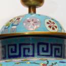 Antique Chinese Kuang Hsu Turquoise Cloisonne Vase with Precious Objects Motif