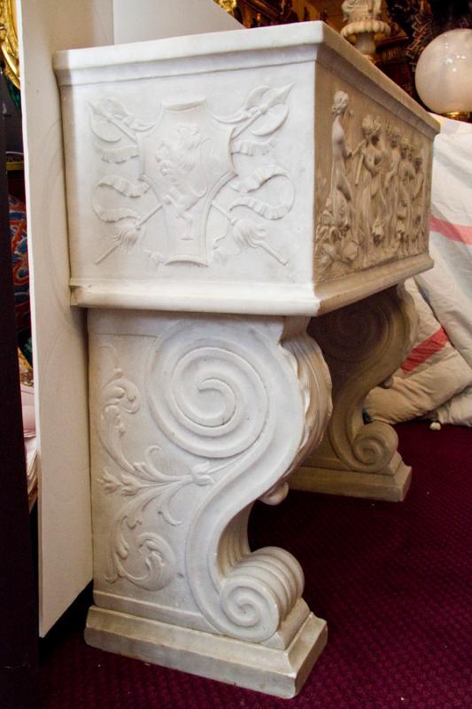 Antique Italian Neoclassical Carved Marble Jardiniere