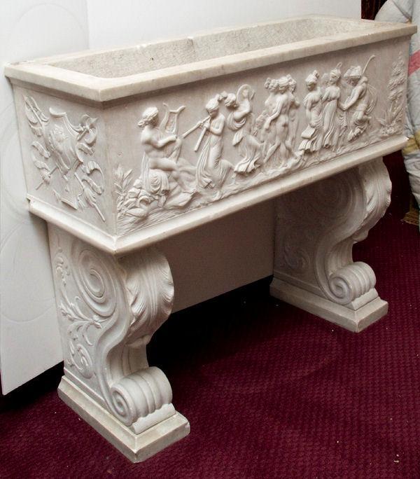 Antique Italian Neoclassical Carved Marble Jardiniere