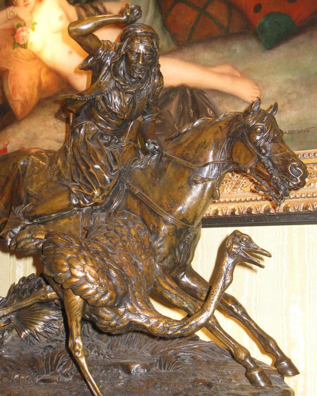Alfred Dubucand Bedouin Ostrich Hunt Antique Orientalist Bronze Sculpture
