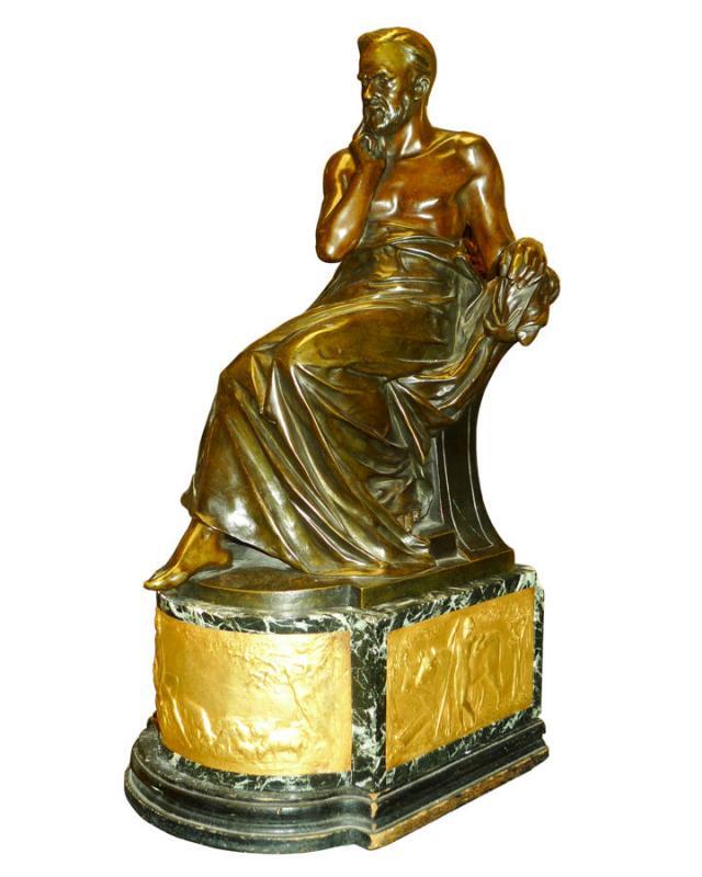 Edouard Drouot Classical Philosopher Scholar Bronze Sculpture