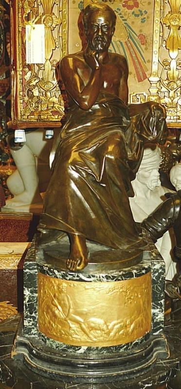 Edouard Drouot Classical Philosopher Scholar Bronze Sculpture