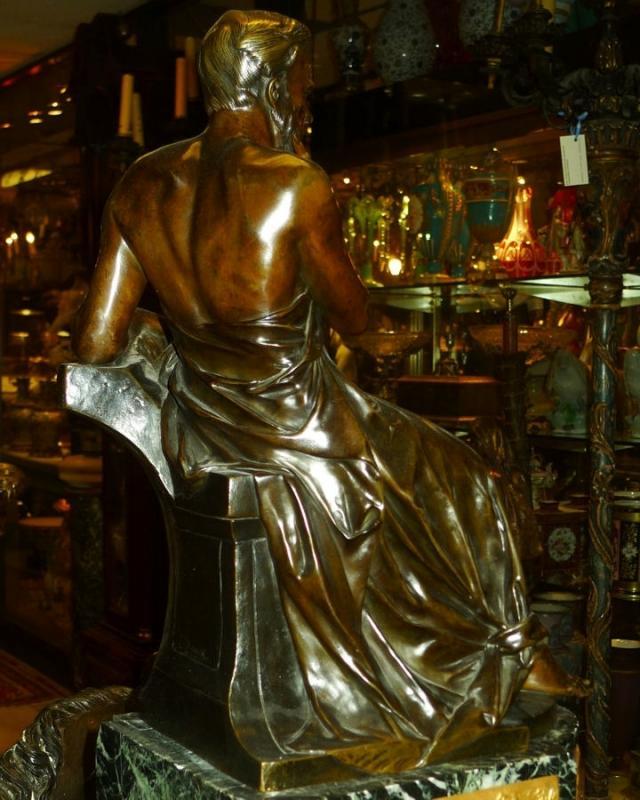 Edouard Drouot Classical Philosopher Scholar Bronze Sculpture