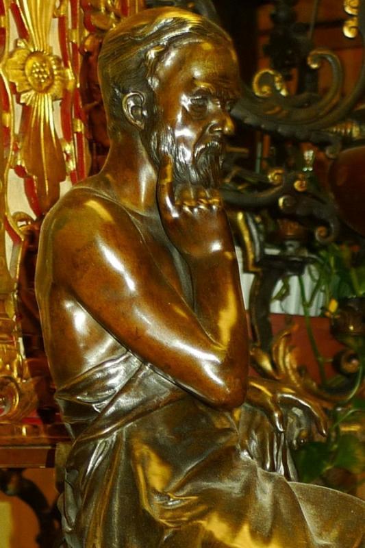 Edouard Drouot Classical Philosopher Scholar Bronze Sculpture