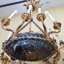 Antique French Regency Empire Style 8-Candle Gilt Bronze & Marble Chandelier