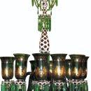 English Parcel Gilt Green Glass Chandelier for Islami or Moghul Indian Market