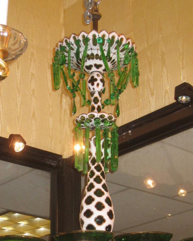 English Parcel Gilt Green Glass Chandelier for Islami or Moghul Indian Market