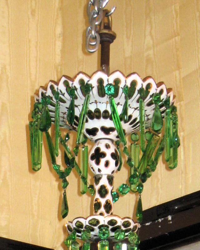 English Parcel Gilt Green Glass Chandelier for Islami or Moghul Indian Market
