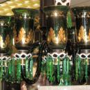 English Parcel Gilt Green Glass Chandelier for Islami or Moghul Indian Market