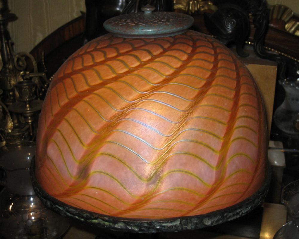 Bergman Orientalist Cold Painted Bronze Lamp with Glass Shade