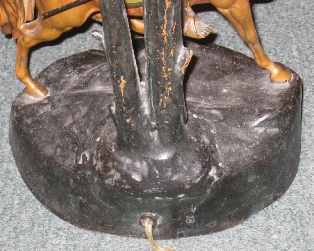 Bergman Orientalist Cold Painted Bronze Lamp with Glass Shade
