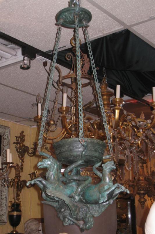 Antique Italian Grand Tour Bronze Lantern Chandelier