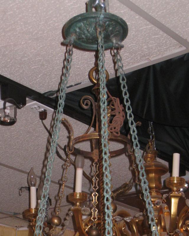 Antique Italian Grand Tour Bronze Lantern Chandelier