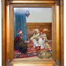Orientalist Porcelain Plaque Arab Gentlemen Playing Backgammon After Margetson